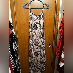 Maurices Cream and Black Floral Maxi Dress